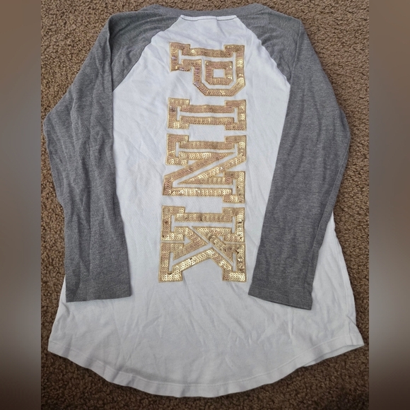 PINK Victoria's Secret Bling Sequin Quarter Sleeved Tee - Picture 1 of 5